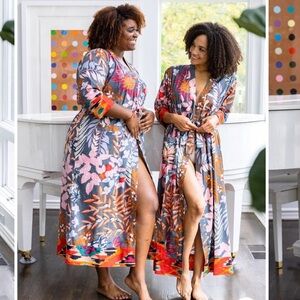 YAKIRA FOR NIGHTROSE MERU’S GARDEN FLORAL TIE WAIST ROBE